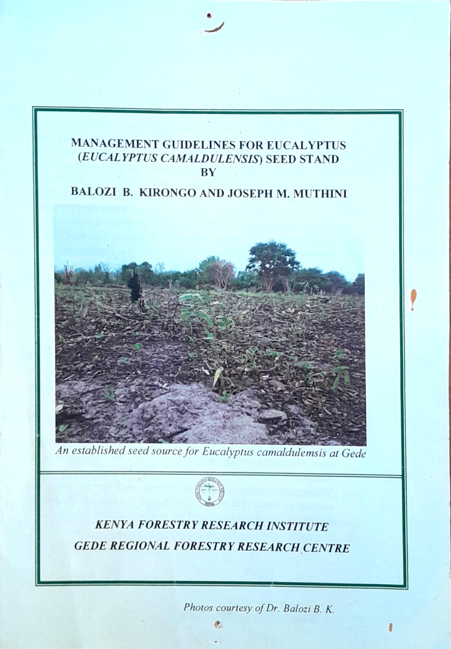 Management guidelines for Eucalyptus (Eucalyptus camaldulensis) seed stand