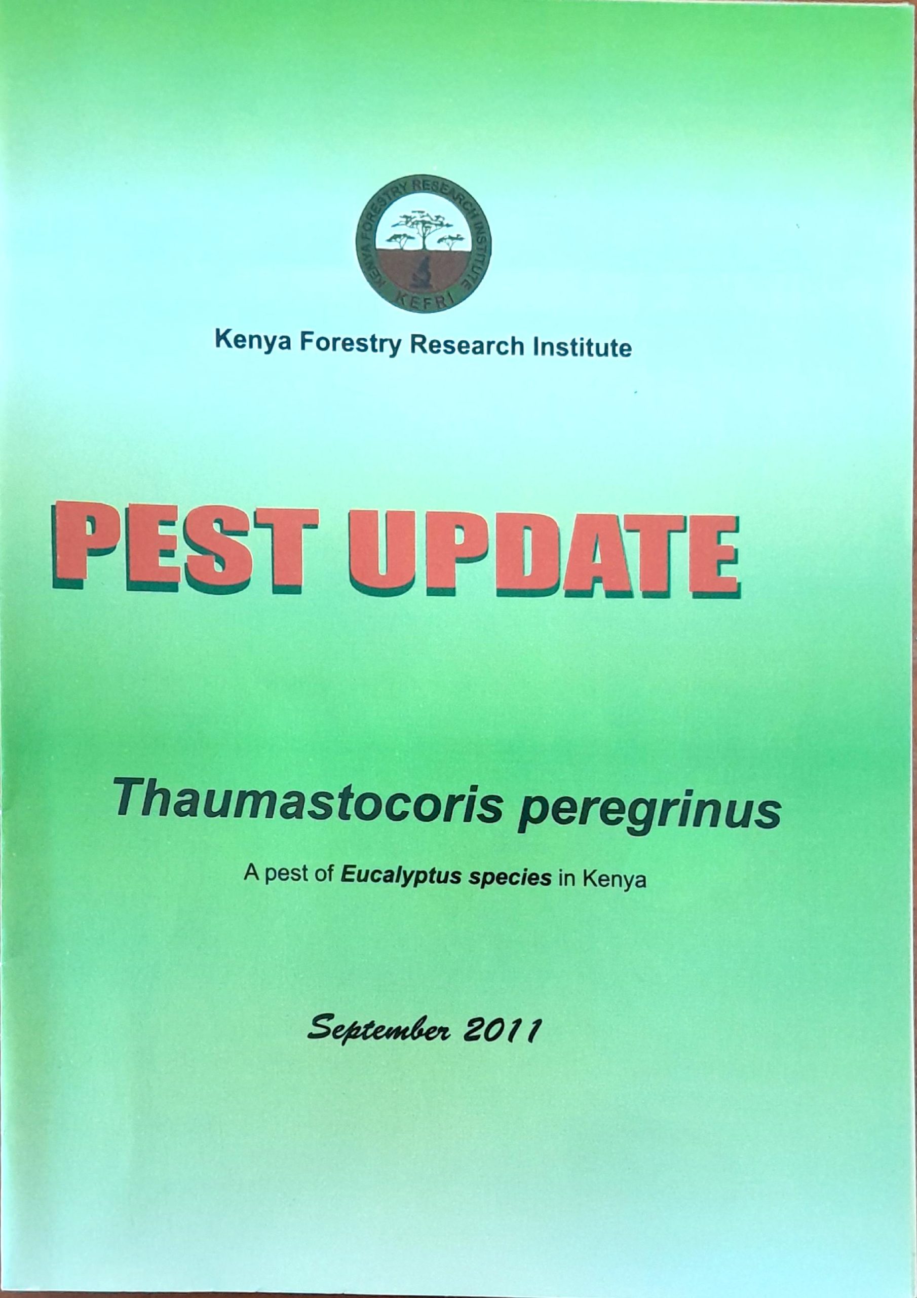 Pest Update. Thaumastocoris peregrinus. A pest of Eucalyptus species in Kenya