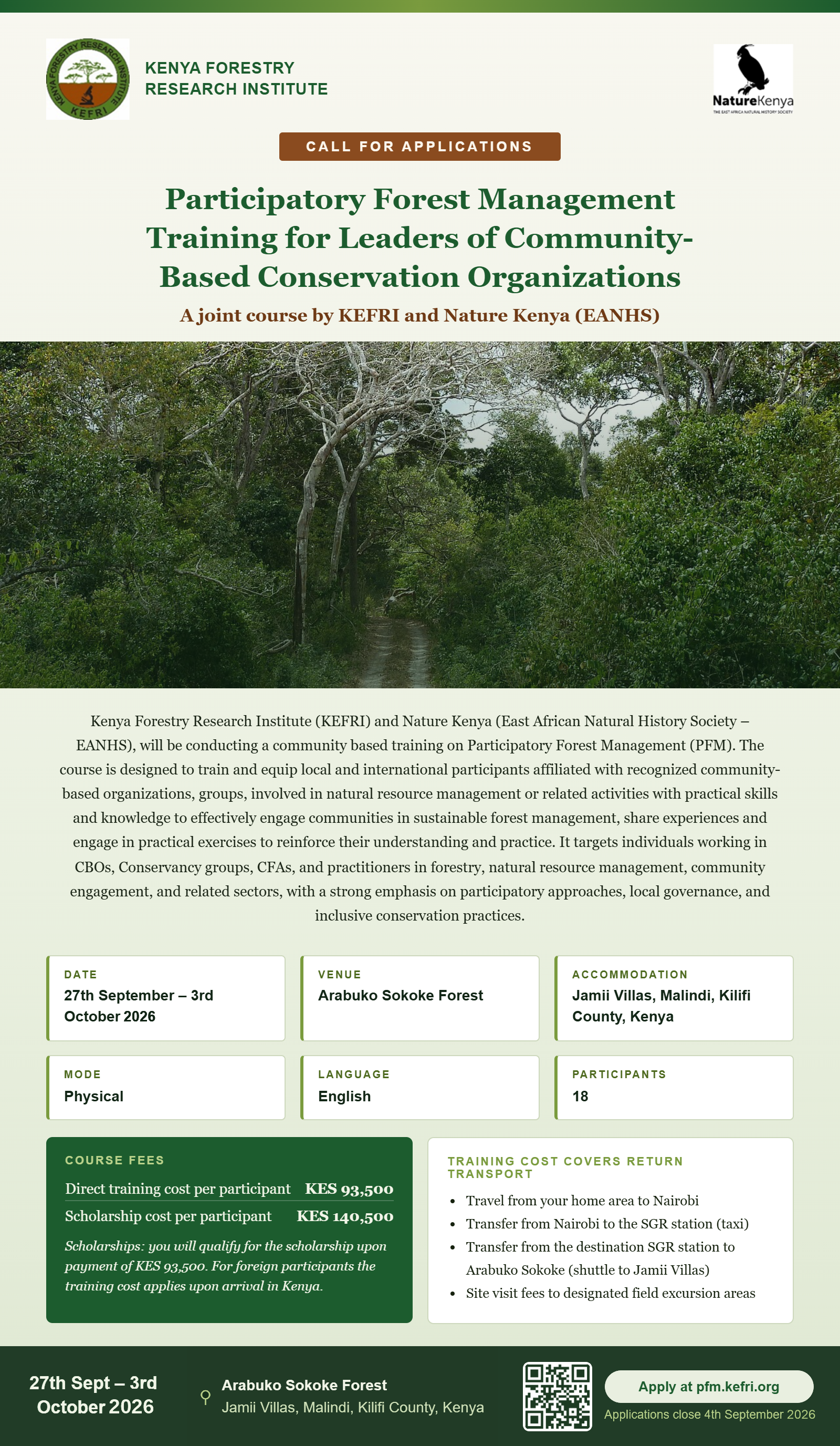 Participatory Forest Management Training poster
